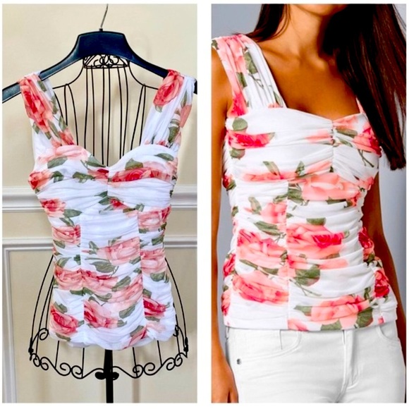 VENUS Tops - NWOT Venus Floral Zip Back Ruched Tank